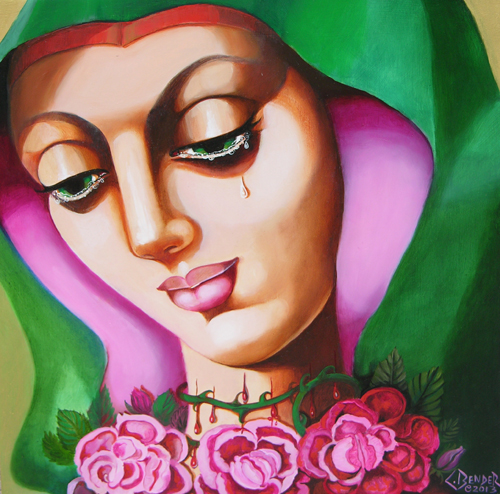 The Green Madonna With Tears & Thorns by Cherie Bender
