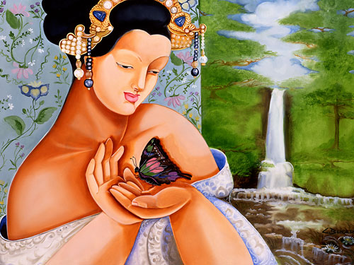 GEISHA WITH BUTTERFLY by Cherie Bender